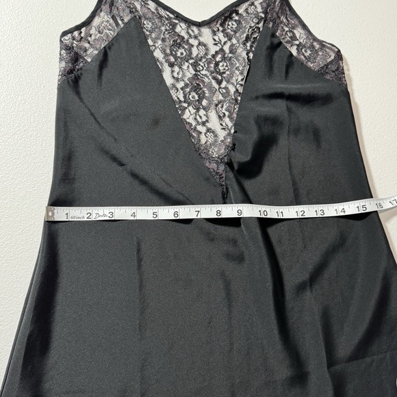 Vtg Victoria's Secret Gold Label Black Satin Slip Aubergine Plum Lace Chemise M - Picture 9 of 11